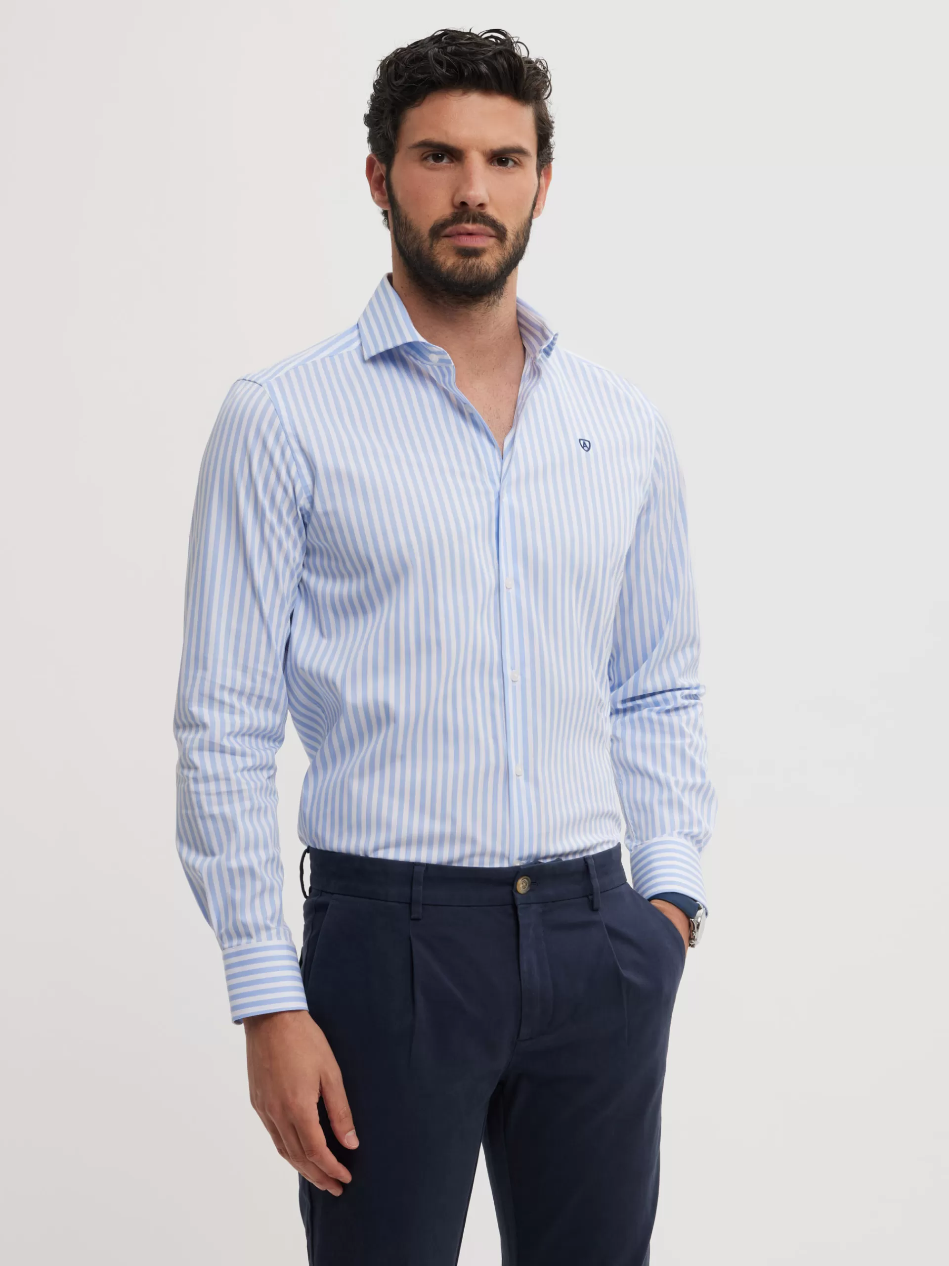 Discount Alvaro Moreno CAMISA COMFORT RAYAS Celeste