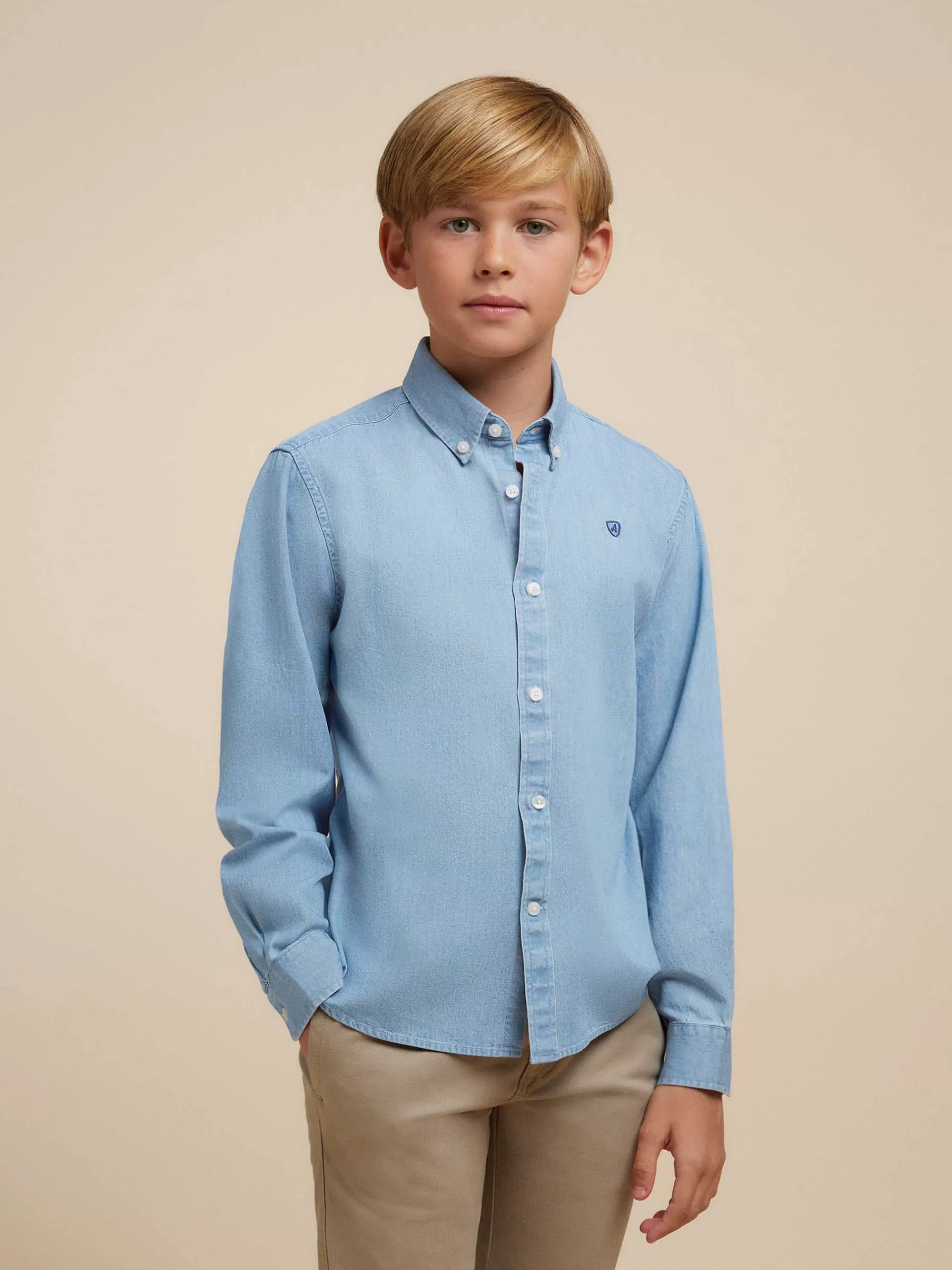 Shop Alvaro Moreno CAMISA DENIM KIDS Celeste