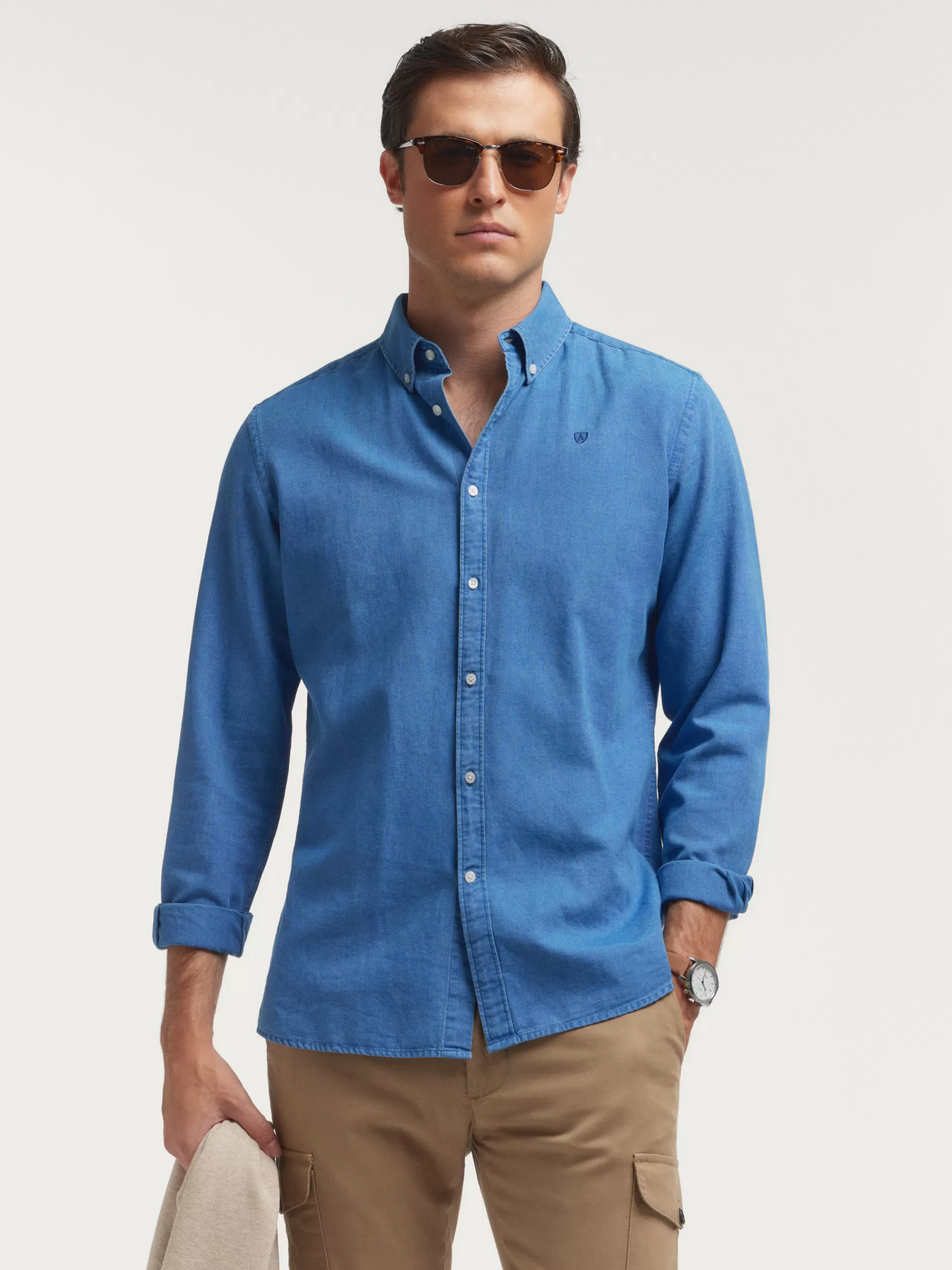 Discount Alvaro Moreno CAMISA DENIM OXFORD Azul