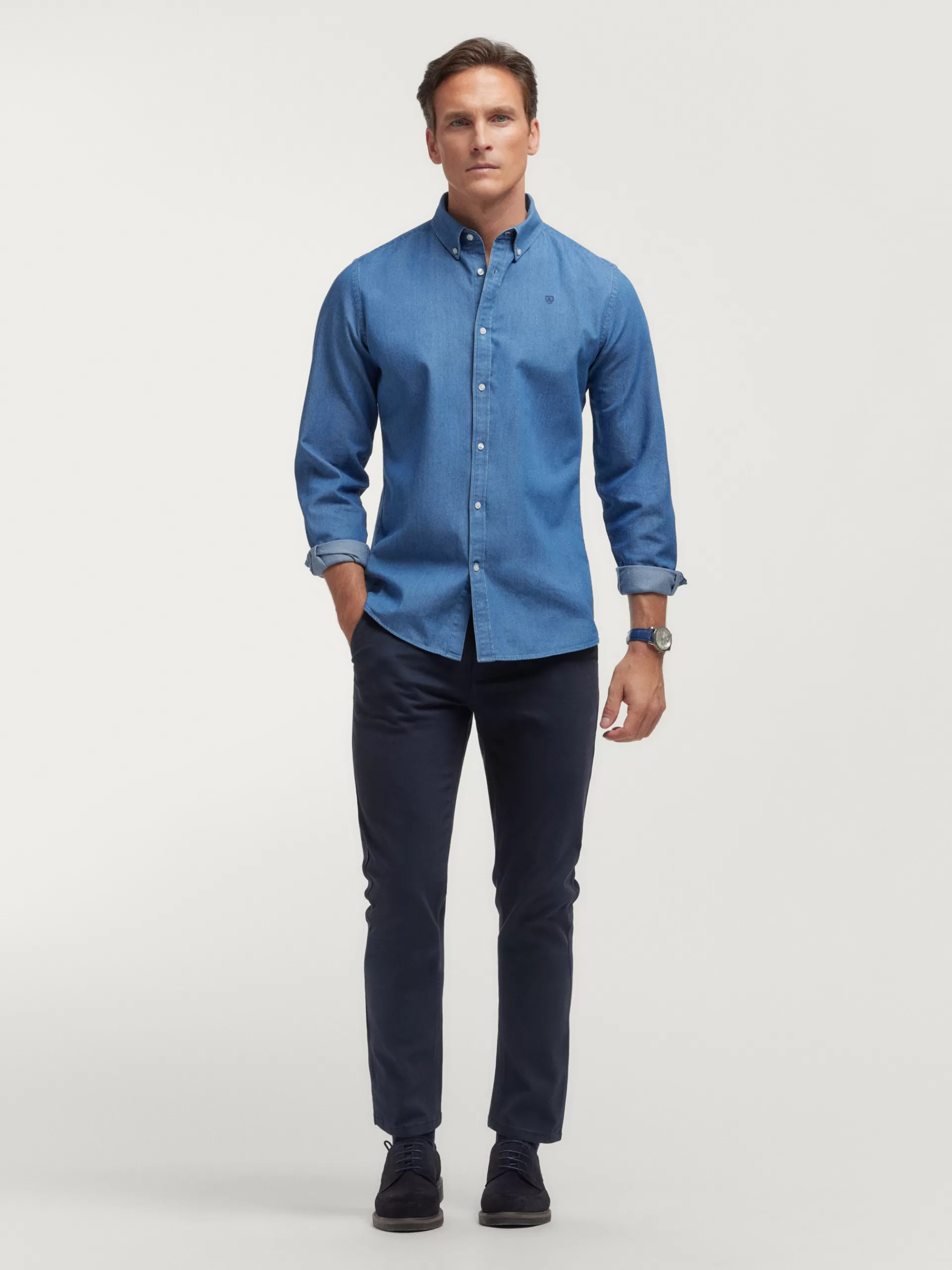 Hot Alvaro Moreno CAMISA DENIM SLUB Azul