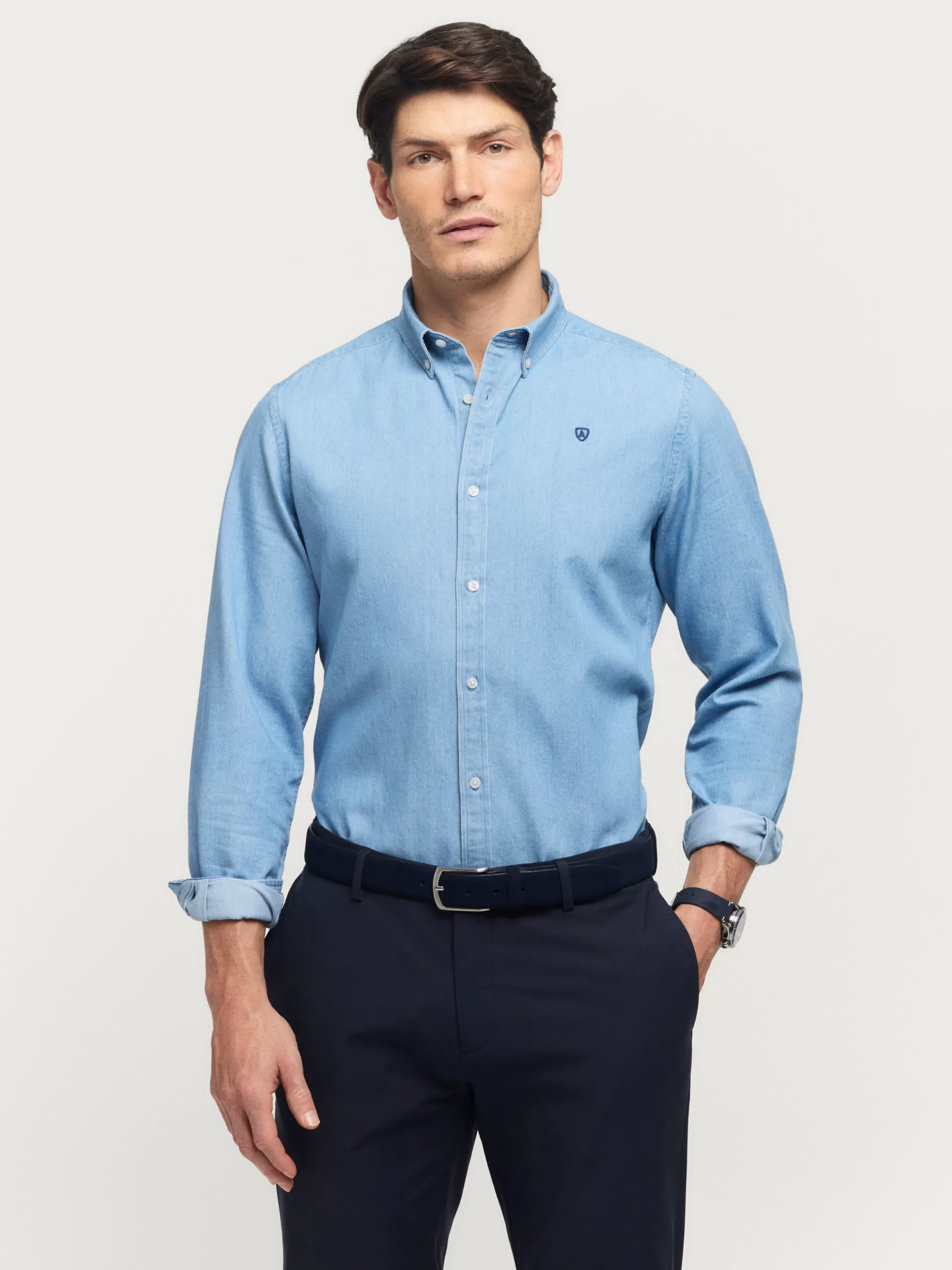 New Alvaro Moreno CAMISA DENIM SLUB Celeste