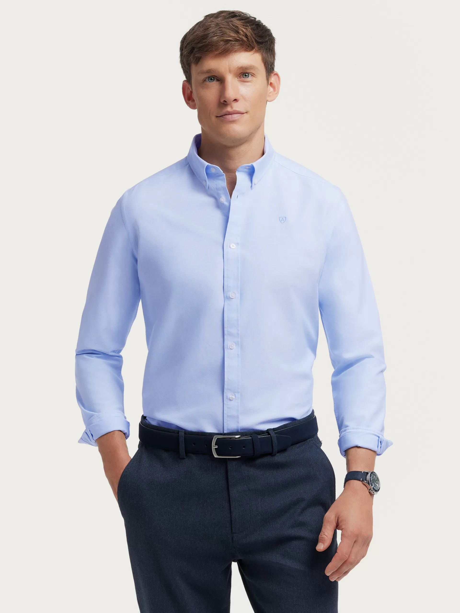 Fashion Alvaro Moreno CAMISA OXFORD SOLID Celeste