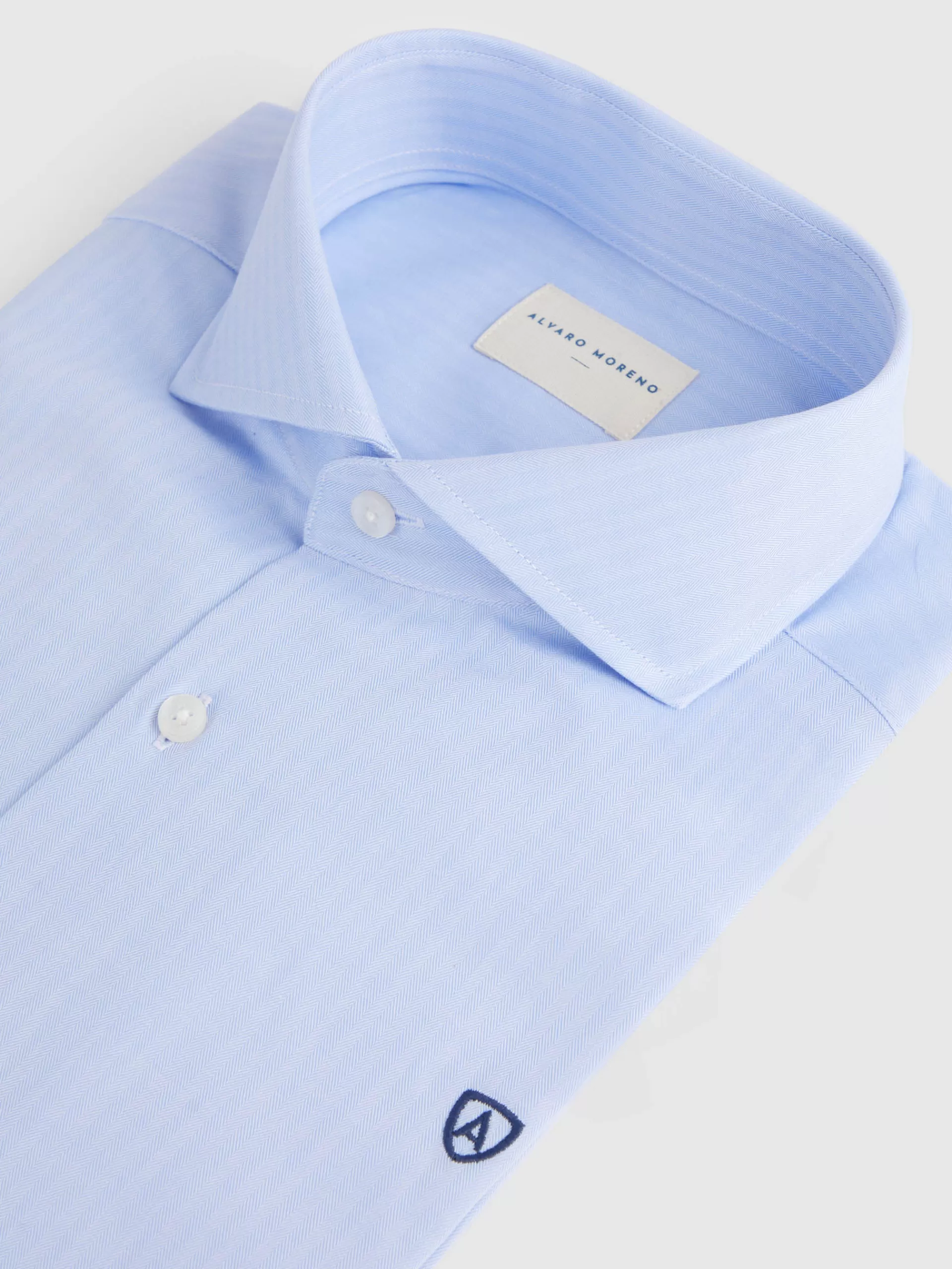 Clearance Alvaro Moreno CAMISA VESTIR HERRINGBONE Celeste