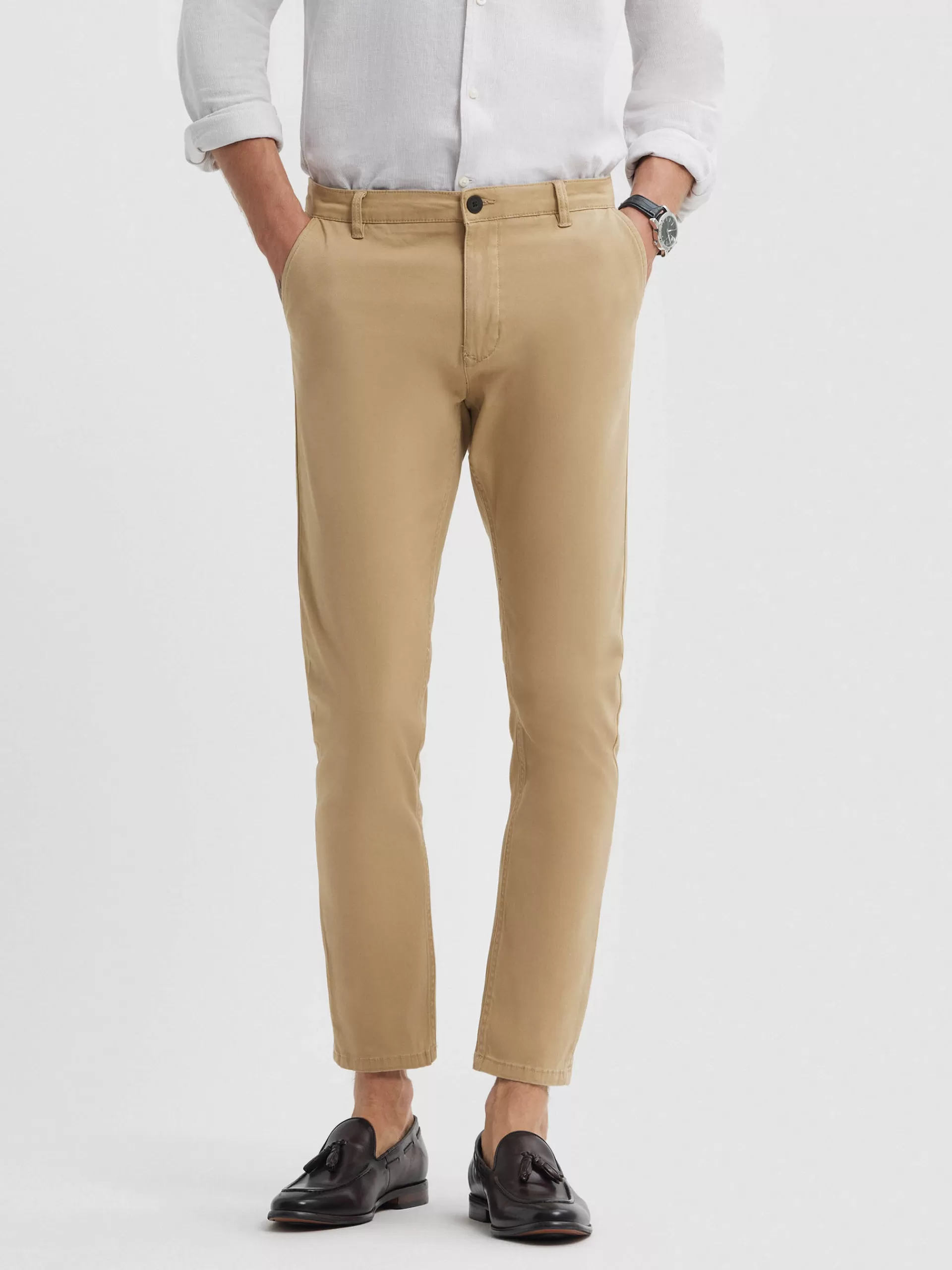 Online Alvaro Moreno PANTALON CHINO SLIM FIT Camel